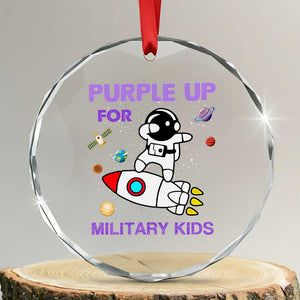 Purple Up For Military Kids Crystal Glass Ornament Military Child Month Astronaut Outer Space TS02 Transparent Glass 3'' Circle Print Your Wear