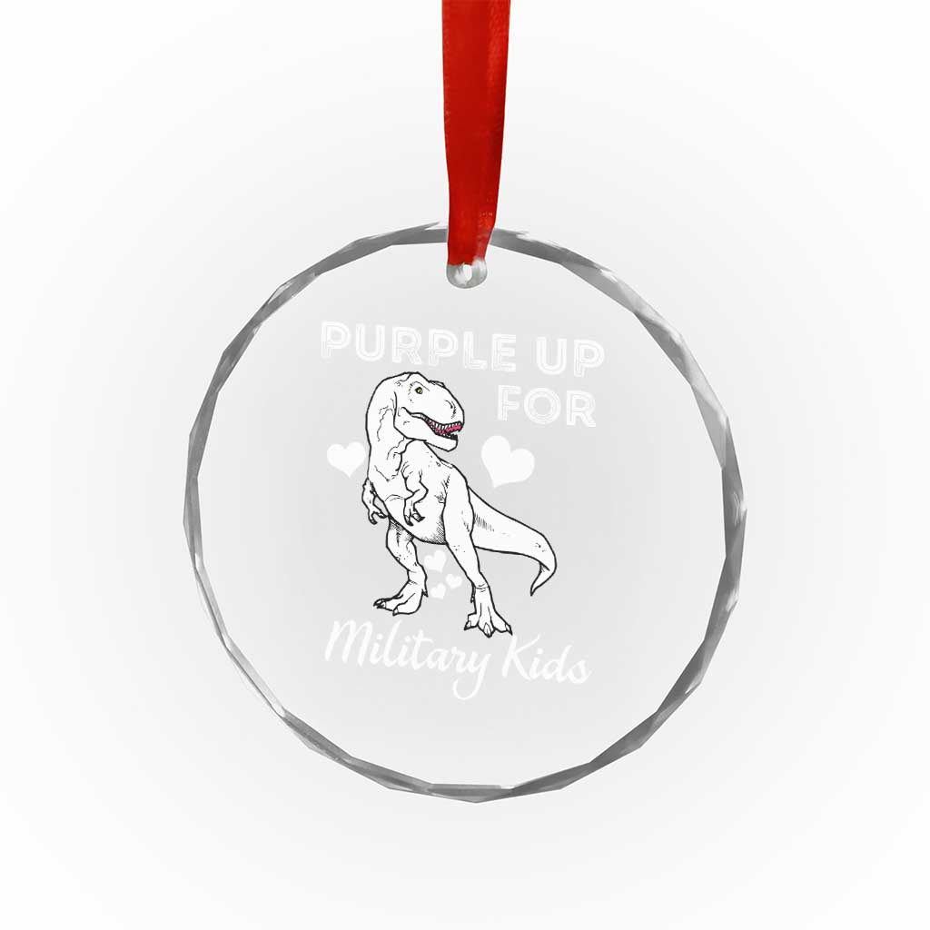 Purple Up For Military Kids Crystal Glass Ornament Military Child Month Dinosaur TS02 Print Your Wear