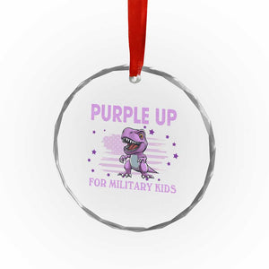 Purple Up For Military Kids Crystal Glass Ornament Military Child Month Dinosaur American Flag TS02 Print Your Wear