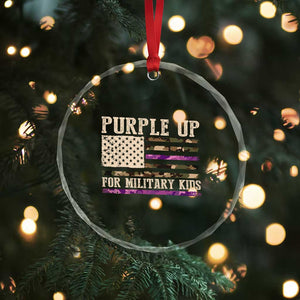 Purple Up For Military Kids Crystal Glass Ornament Military Child Month USA Flag Camouflage TS02 Print Your Wear