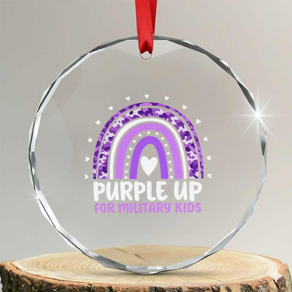 Purple Up For Military Kids Crystal Glass Ornament Month Of Military Child Army Rainbow TS10 Transparent Glass 3'' Circle Print Your Wear