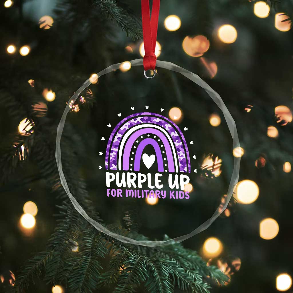 Purple Up For Military Kids Crystal Glass Ornament Month Of Military Child Army Rainbow TS10 Print Your Wear