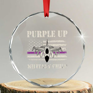 Purple Up For Military Kids Crystal Glass Ornament Month of Military Child Kids Air Force US Flag TS02 Transparent Glass 3'' Circle Print Your Wear