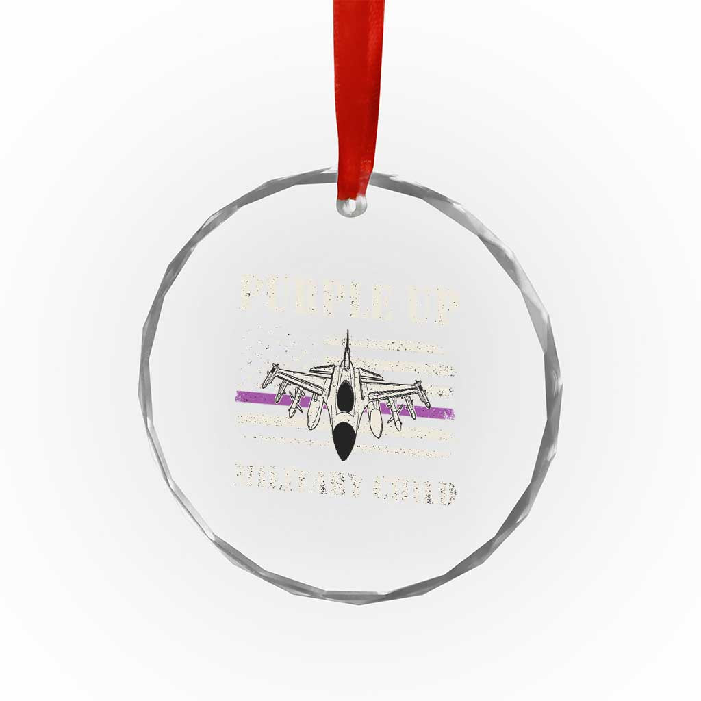 Purple Up For Military Kids Crystal Glass Ornament Month of Military Child Kids Air Force US Flag TS02 Print Your Wear
