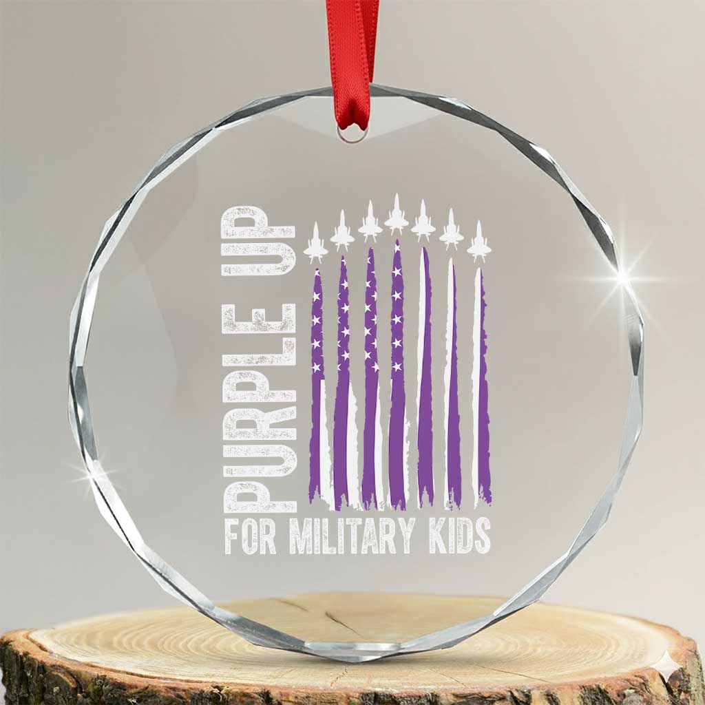 Purple Up For Military Kids Crystal Glass Ornament US Flag Military Child Support TS10 Transparent Glass 3'' Circle Print Your Wear