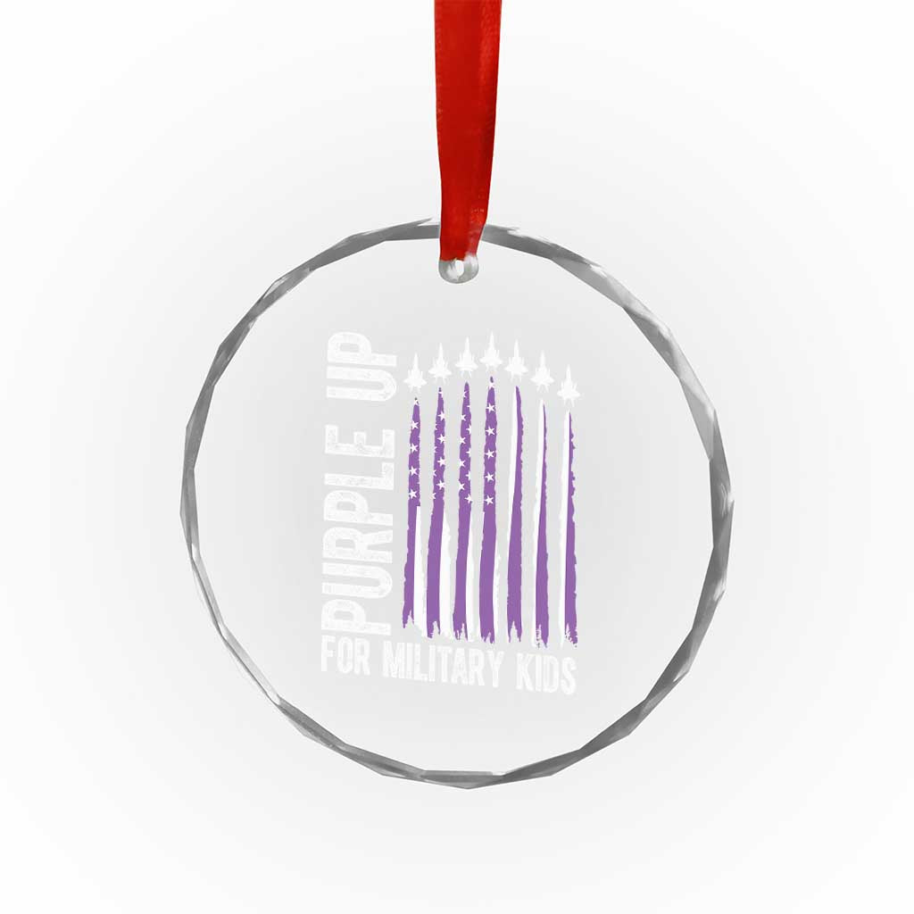 Purple Up For Military Kids Crystal Glass Ornament US Flag Military Child Support TS10 Print Your Wear
