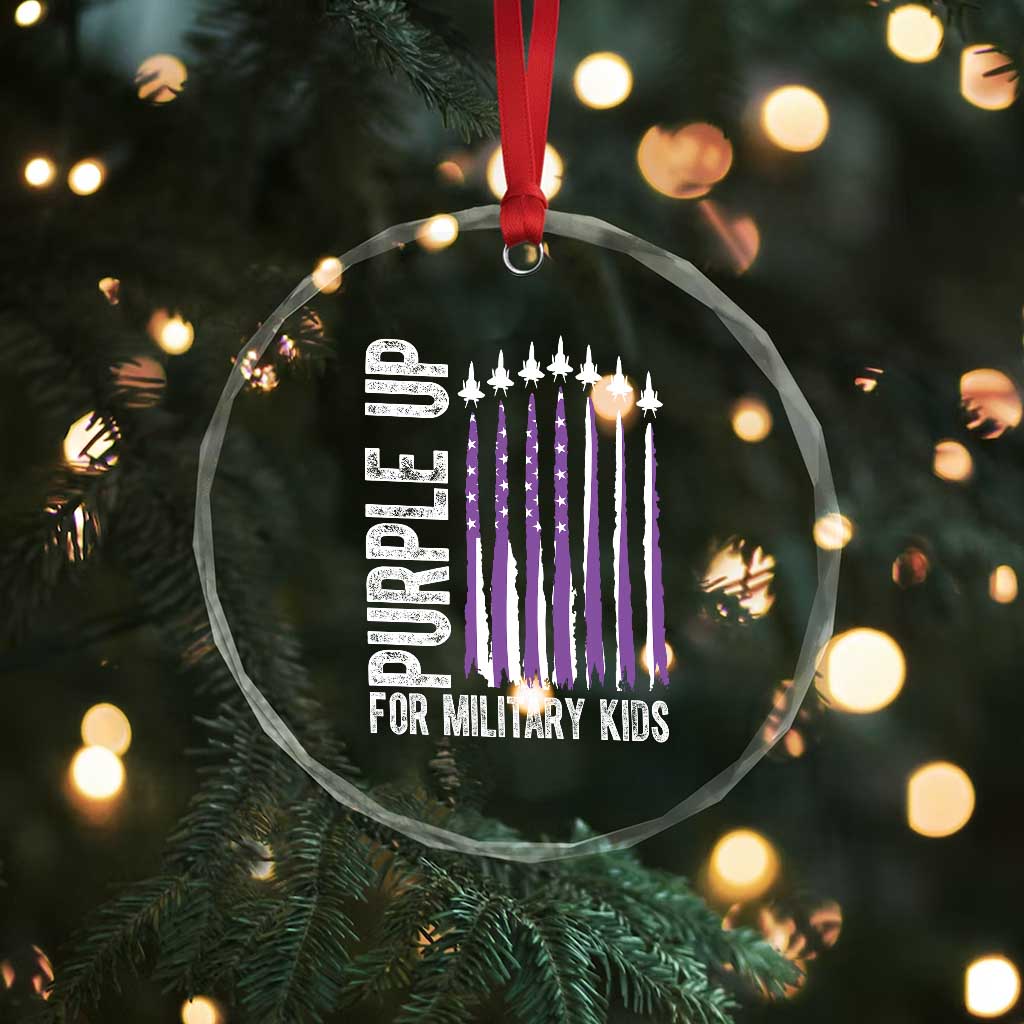 Purple Up For Military Kids Crystal Glass Ornament US Flag Military Child Support TS10 Print Your Wear