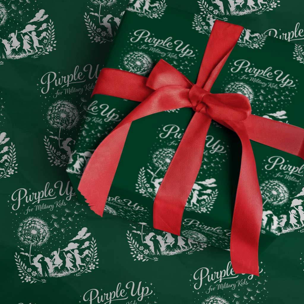 Purple Up For Military Kids Dandelion Inspirational Wrapping Paper Roll Month of the Military Child Awareness Brat Support TS02 Green Print Your Wear