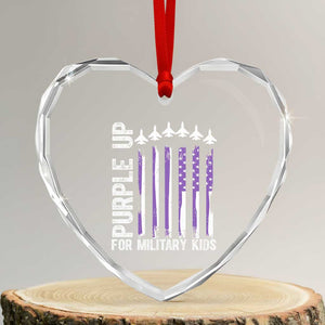 Purple Up For Military Kids Heart Crystal Glass Ornament American Flag Air Force Military Child Month TS02 Transparent Glass 3'' Heart Print Your Wear