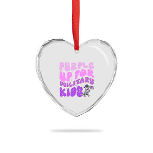 Purple Up For Military Kids Heart Crystal Glass Ornament Groovy Dino Dinosaur Military Child Month TS10 Print Your Wear