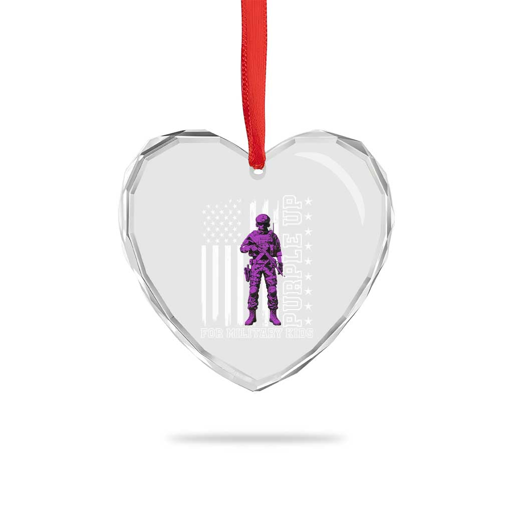 Purple Up For Military Kids Heart Crystal Glass Ornament Military Child Month TS02 Print Your Wear