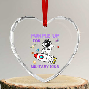 Purple Up For Military Kids Heart Crystal Glass Ornament Military Child Month Astronaut Outer Space TS02 Transparent Glass 3'' Heart Print Your Wear