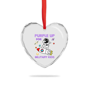Purple Up For Military Kids Heart Crystal Glass Ornament Military Child Month Astronaut Outer Space TS02 Print Your Wear