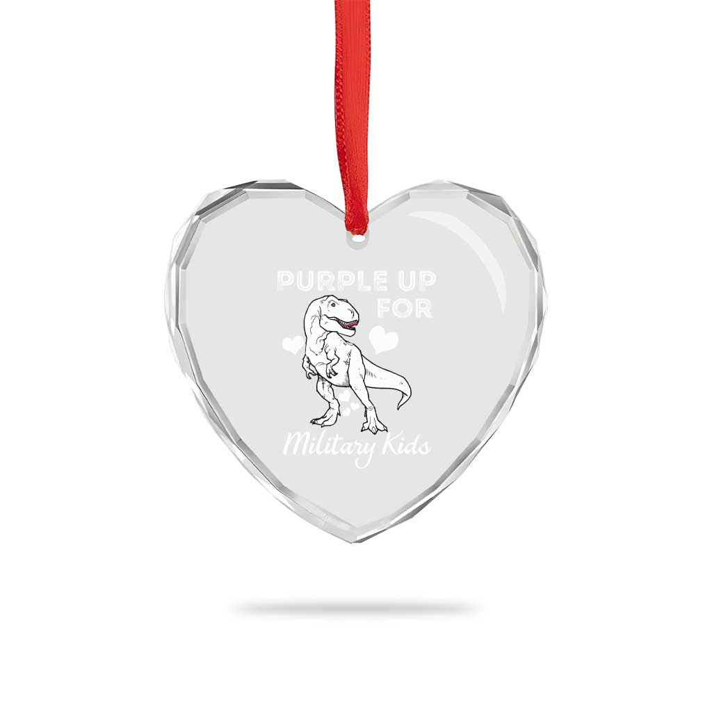 Purple Up For Military Kids Heart Crystal Glass Ornament Military Child Month Dinosaur TS02 Print Your Wear