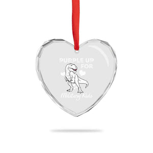 Purple Up For Military Kids Heart Crystal Glass Ornament Military Child Month Dinosaur TS02 Print Your Wear