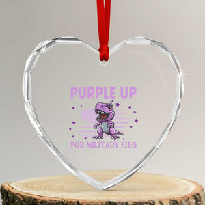 Purple Up For Military Kids Heart Crystal Glass Ornament Military Child Month Dinosaur American Flag TS02 Transparent Glass 3'' Heart Print Your Wear