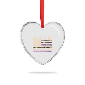 Purple Up For Military Kids Heart Crystal Glass Ornament Military Child Month USA Flag Camouflage TS02 Print Your Wear