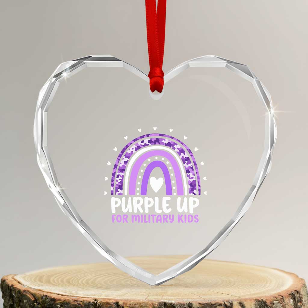Purple Up For Military Kids Heart Crystal Glass Ornament Month Of Military Child Army Rainbow TS10 Transparent Glass 3'' Heart Print Your Wear