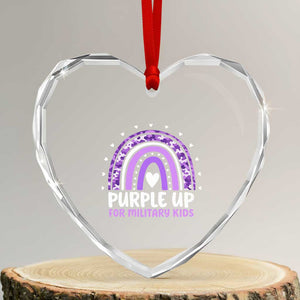 Purple Up For Military Kids Heart Crystal Glass Ornament Month Of Military Child Army Rainbow TS10 Transparent Glass 3'' Heart Print Your Wear
