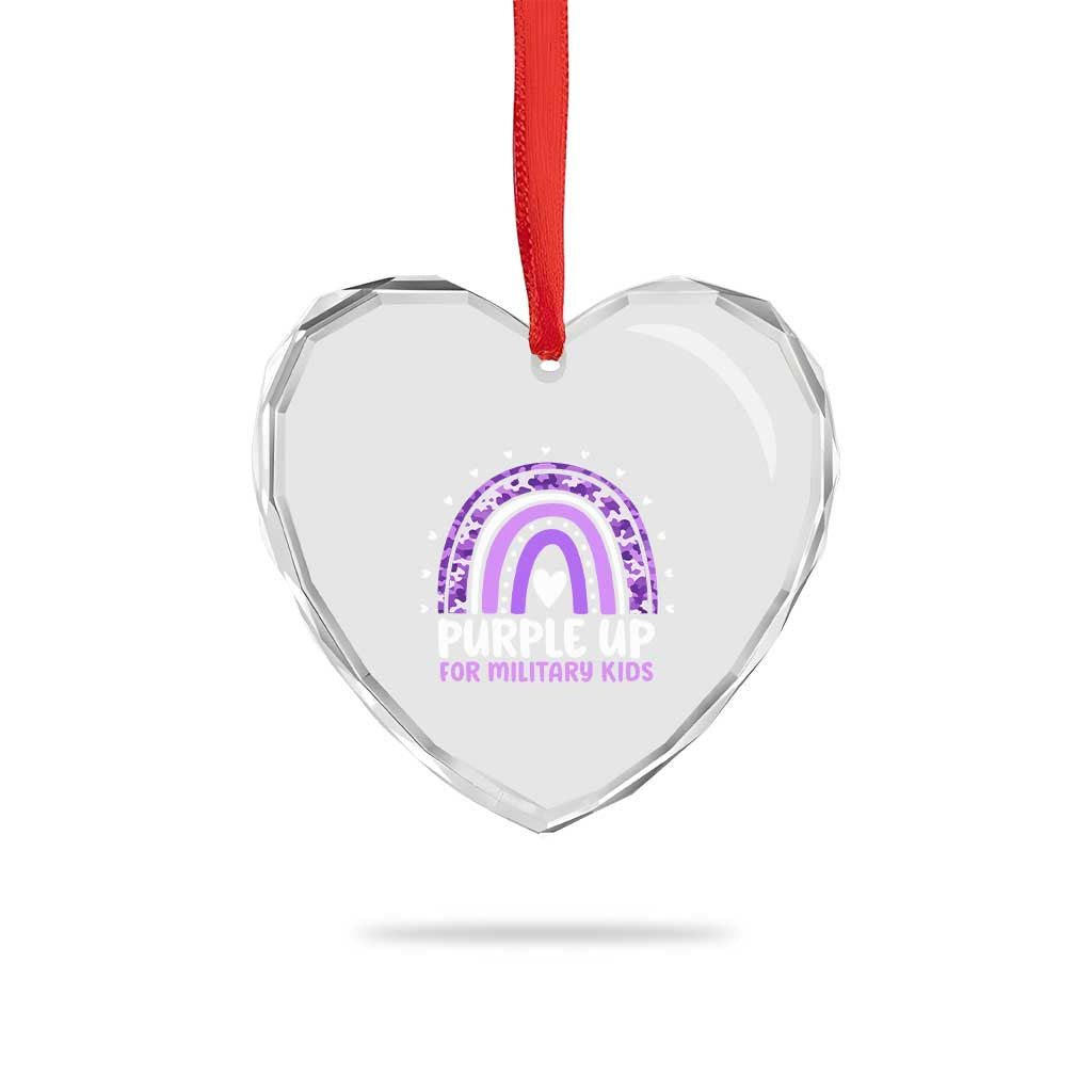 Purple Up For Military Kids Heart Crystal Glass Ornament Month Of Military Child Army Rainbow TS10 Print Your Wear