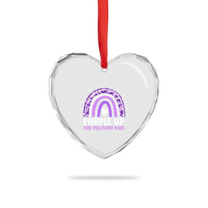 Purple Up For Military Kids Heart Crystal Glass Ornament Month Of Military Child Army Rainbow TS10 Print Your Wear