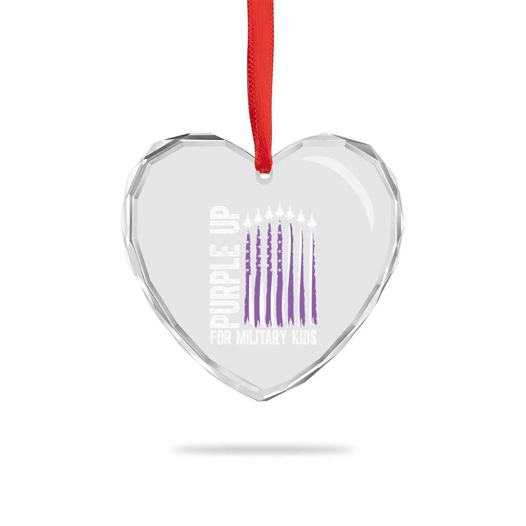 Purple Up For Military Kids Heart Crystal Glass Ornament US Flag Military Child Support TS10 Print Your Wear
