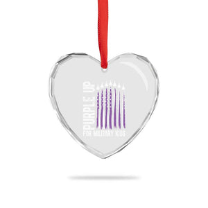 Purple Up For Military Kids Heart Crystal Glass Ornament US Flag Military Child Support TS10 Print Your Wear