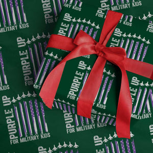 Purple Up For Military Kids Wrapping Paper Roll American Flag Air Force Military Child Month TS02 Green Print Your Wear
