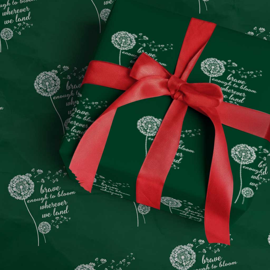 Purple Up For Military Kids Wrapping Paper Roll Brave Enough To Bloom Wherever We Land Month of Military Child TS02 Green Print Your Wear