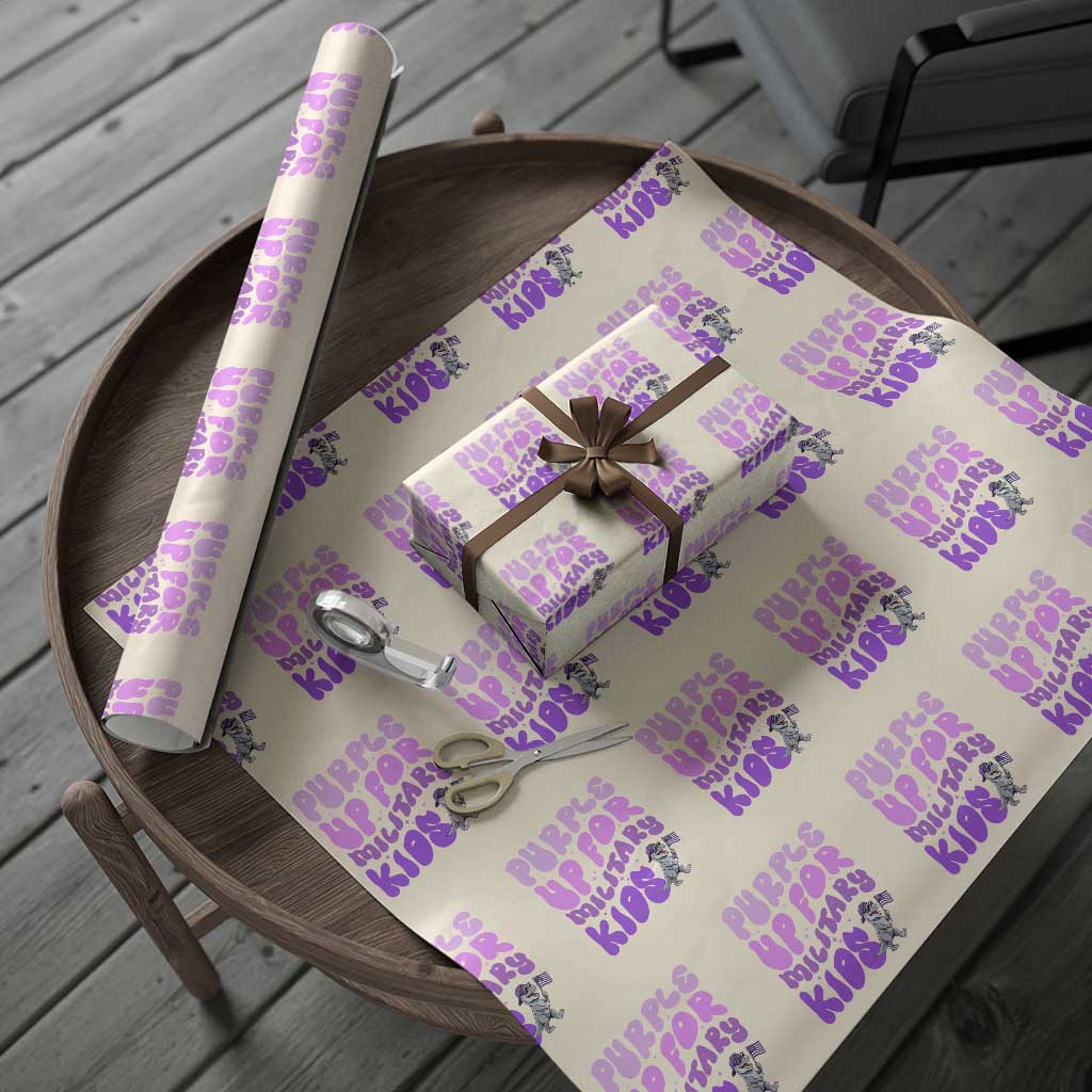 Purple Up For Military Kids Wrapping Paper Roll Groovy Dino Dinosaur Military Child Month TS10 Beige Print Your Wear