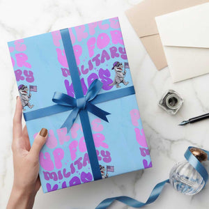 Purple Up For Military Kids Wrapping Paper Roll Groovy Dino Dinosaur Military Child Month TS10 Light Blue Print Your Wear