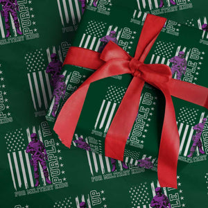 Purple Up For Military Kids Wrapping Paper Roll Military Child Month TS02 Green Print Your Wear