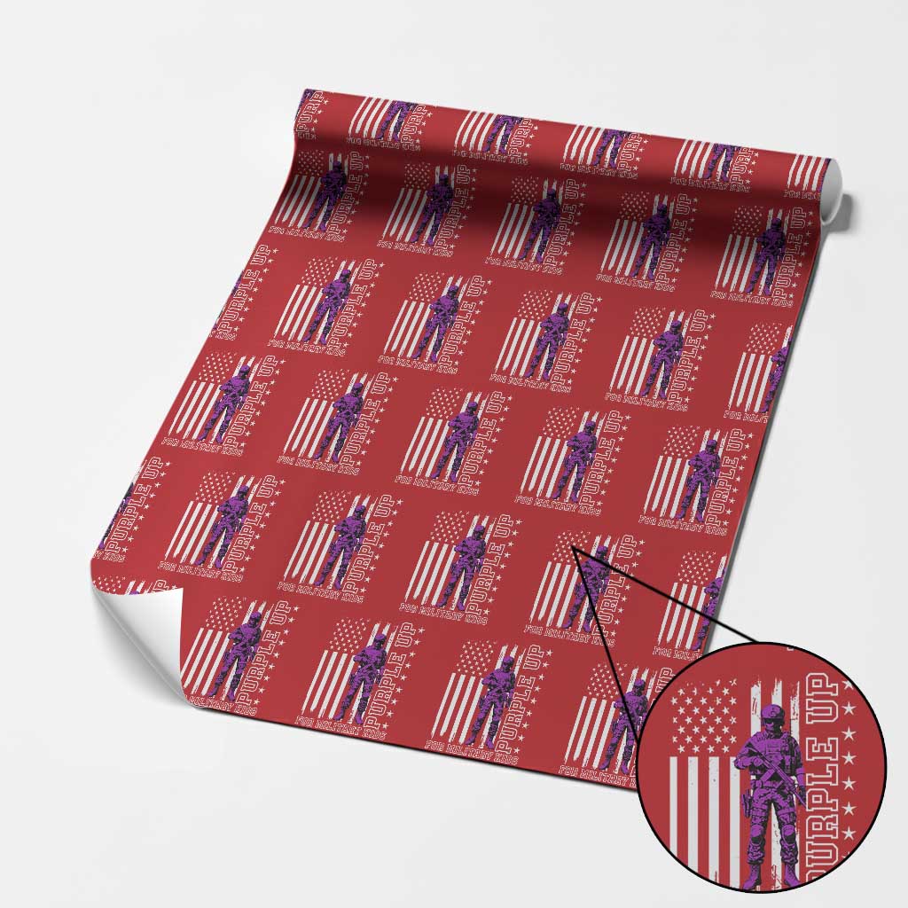 Purple Up For Military Kids Wrapping Paper Roll Military Child Month TS02 Red Print Your Wear