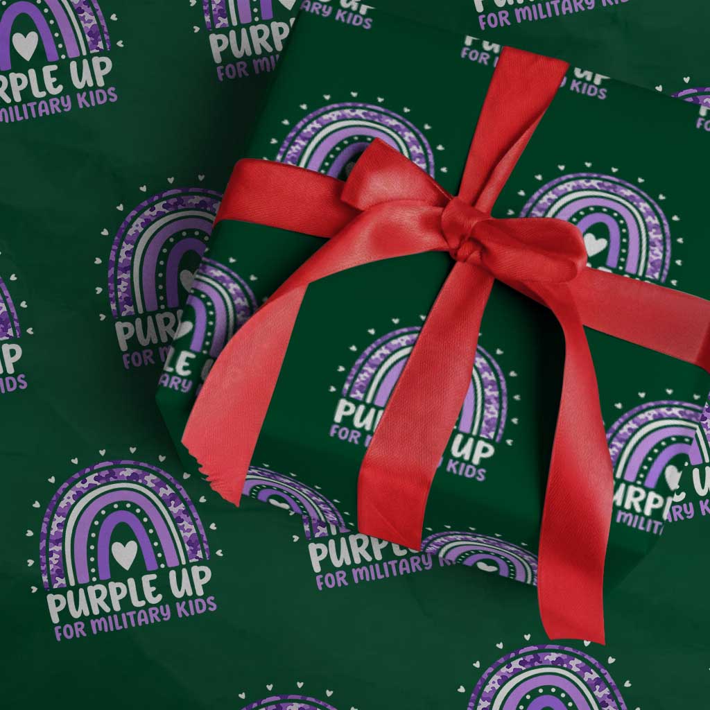 Purple Up For Military Kids Wrapping Paper Roll Month Of Military Child Army Rainbow TS10 Green Print Your Wear