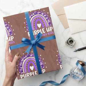 Purple Up For Military Kids Wrapping Paper Roll Month Of Military Child Army Rainbow TS10 Mocha Print Your Wear