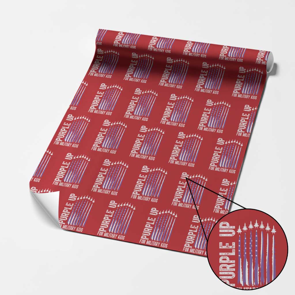 Purple Up For Military Kids Wrapping Paper Roll US Flag Military Child Support TS10 Red Print Your Wear