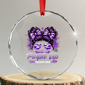 Purple Up Military Child Crystal Glass Ornament Camo Messy Bun Military Kid Month TS10 Transparent Glass 3'' Circle Print Your Wear