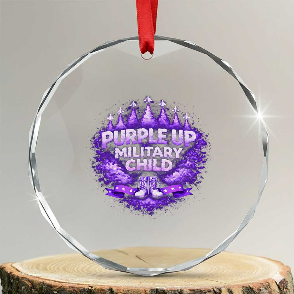 Purple Up Military Child Crystal Glass Ornament Proud Military Kid TS10 Transparent Glass 3'' Circle Print Your Wear
