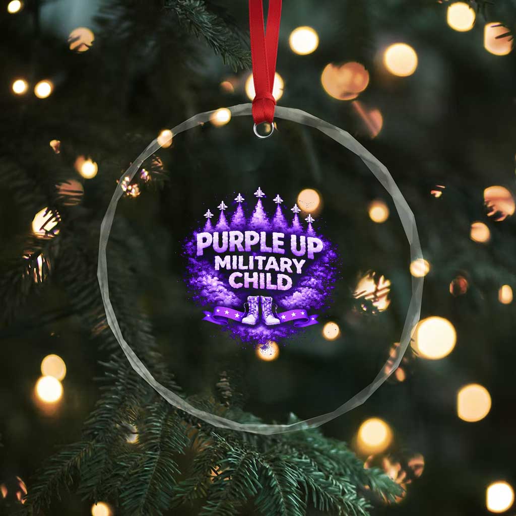 Purple Up Military Child Crystal Glass Ornament Proud Military Kid TS10 Print Your Wear