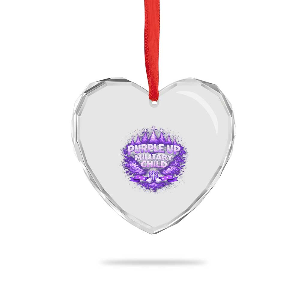 Purple Up Military Child Heart Crystal Glass Ornament Proud Military Kid TS10 Print Your Wear