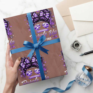Purple Up Military Child Wrapping Paper Roll Camo Messy Bun Military Kid Month TS10 Mocha Print Your Wear