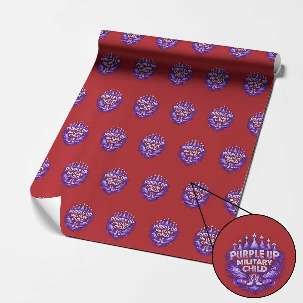 Purple Up Military Child Wrapping Paper Roll Proud Military Kid TS10 Red Print Your Wear