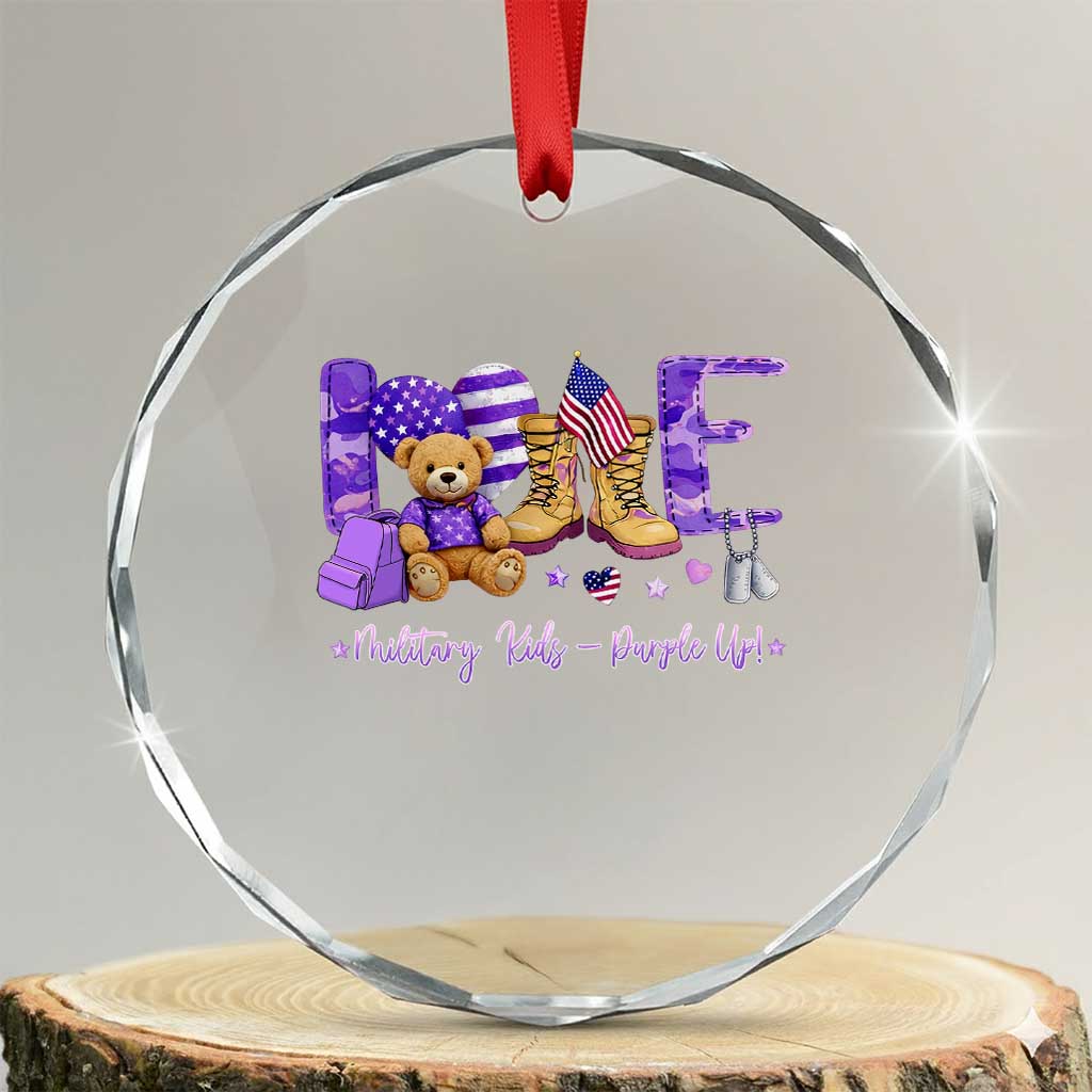 Purple Up Military Kids Crystal Glass Ornament Month Of Military Child Army TS10 Transparent Glass 3'' Circle Print Your Wear