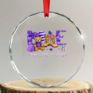 Purple Up Military Kids Crystal Glass Ornament Month Of Military Child Army TS10 Transparent Glass 3'' Circle Print Your Wear