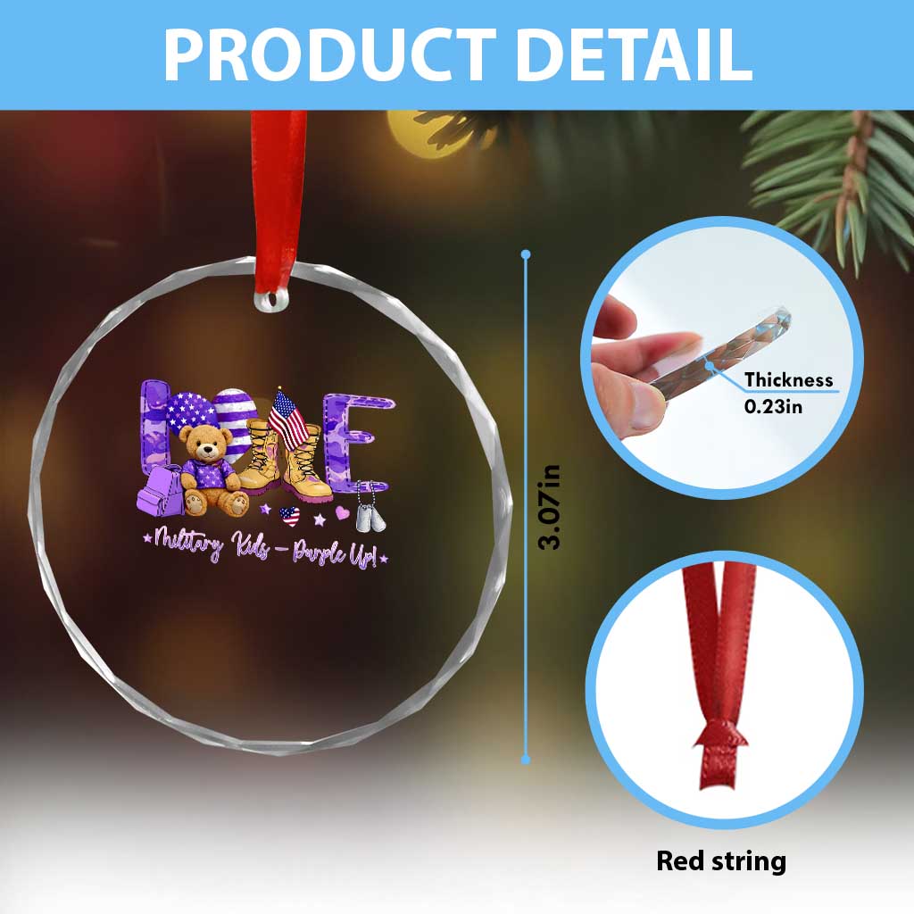 Purple Up Military Kids Crystal Glass Ornament Month Of Military Child Army TS10 Print Your Wear