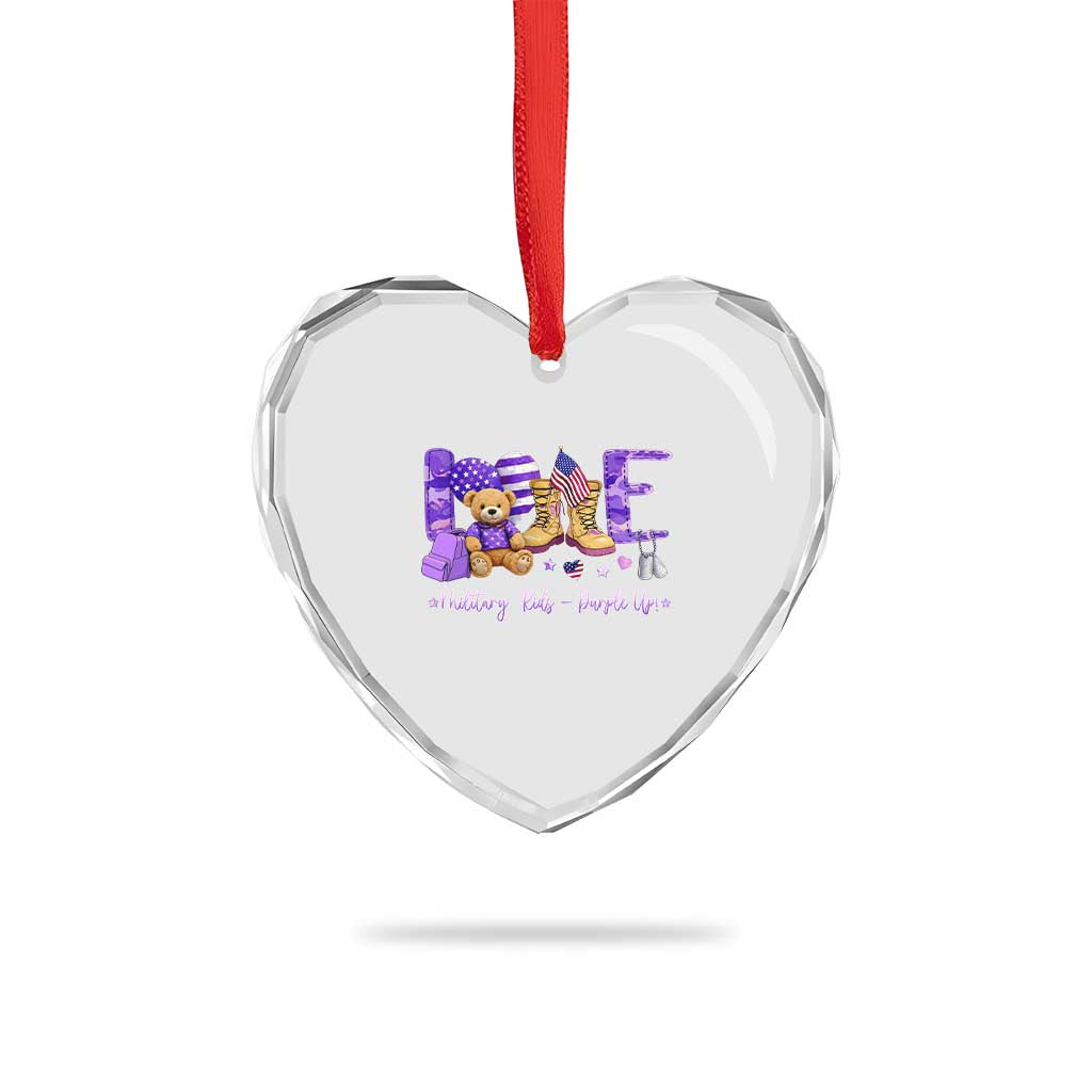 Purple Up Military Kids Heart Crystal Glass Ornament Month Of Military Child Army TS10 Print Your Wear