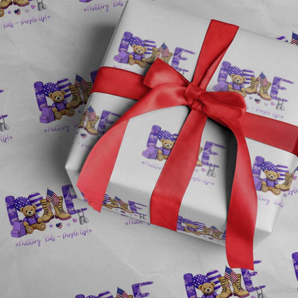 Purple Up Military Kids Wrapping Paper Roll Month Of Military Child Army TS10 White Print Your Wear