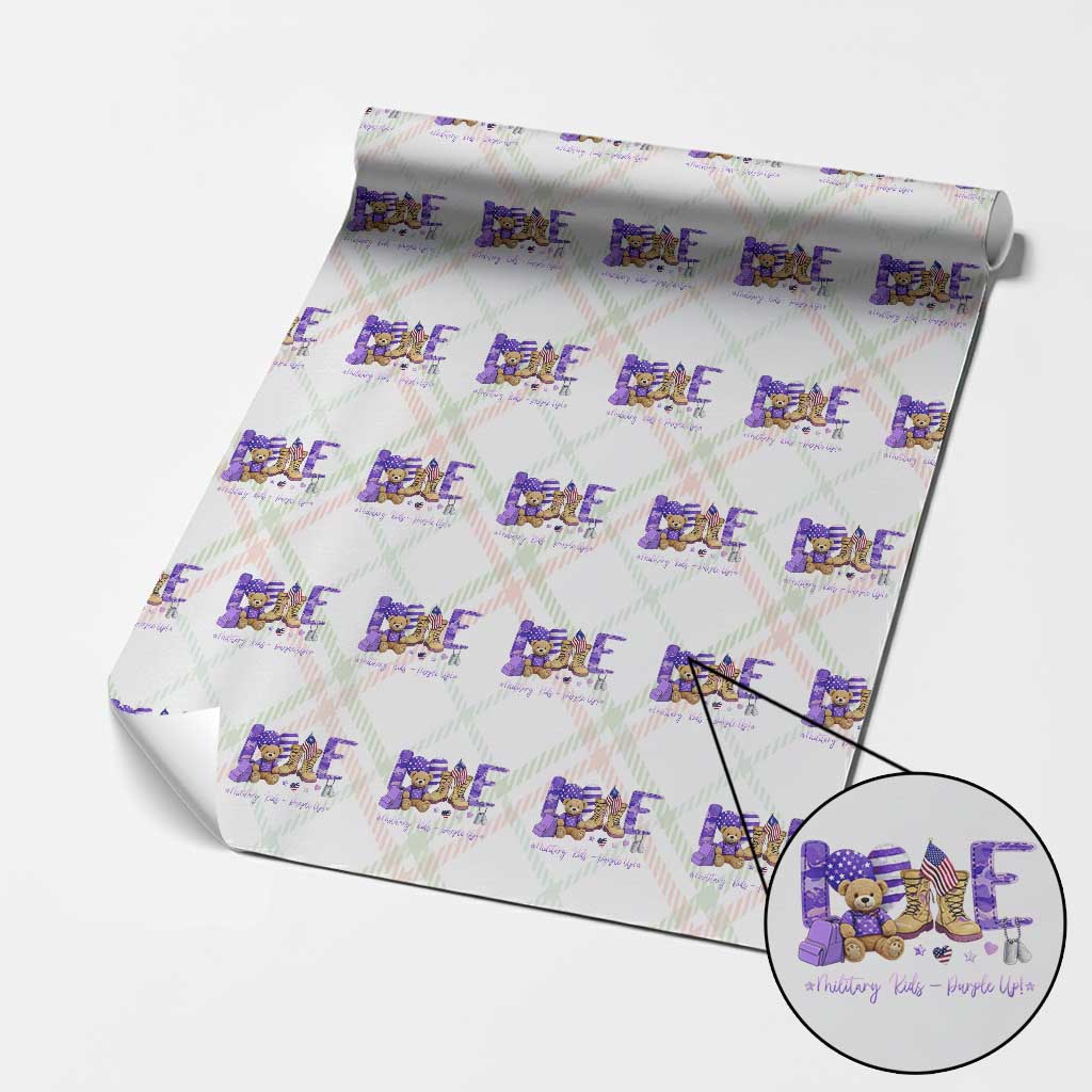 Purple Up Military Kids Wrapping Paper Roll Month Of Military Child Army TS10 Christmas Plaid Print Your Wear