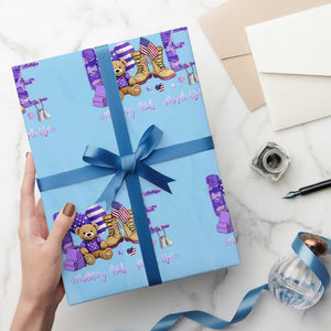 Purple Up Military Kids Wrapping Paper Roll Month Of Military Child Army TS10 Light Blue Print Your Wear
