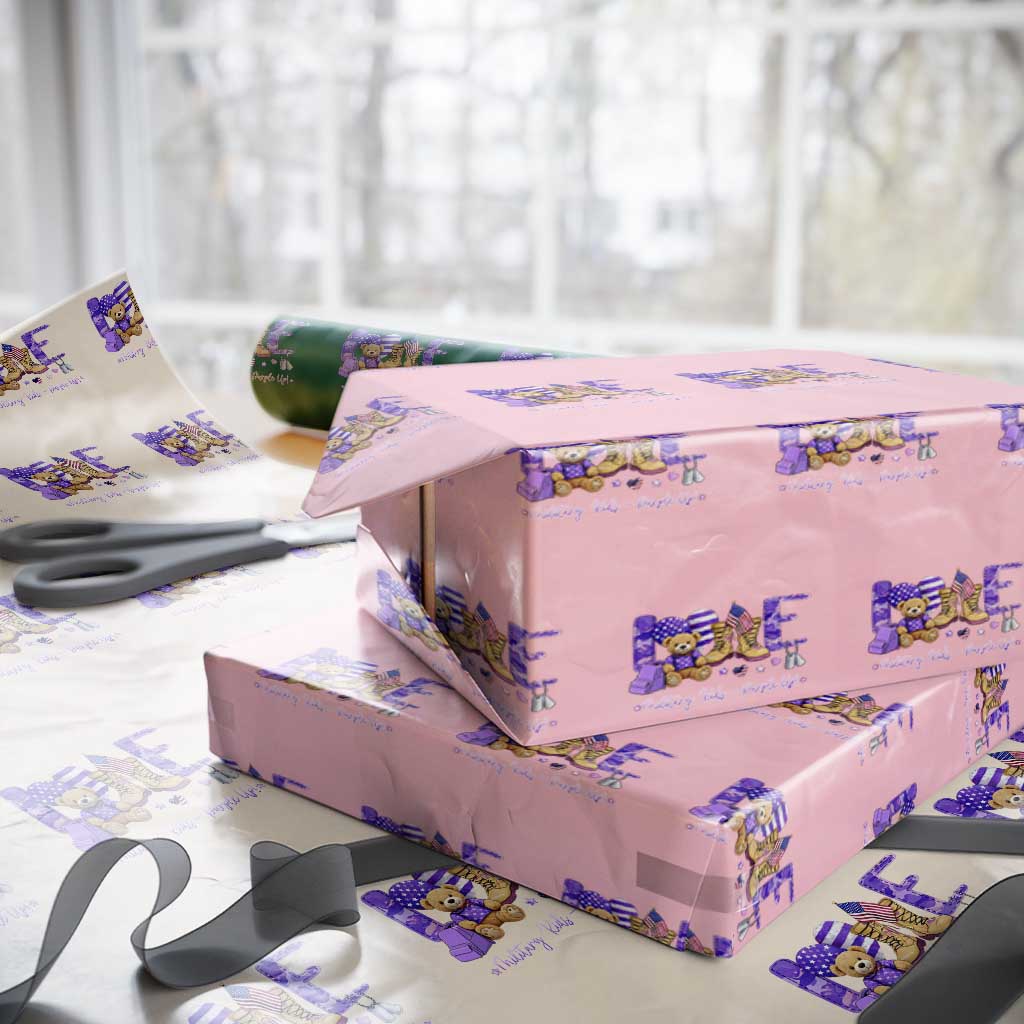 Purple Up Military Kids Wrapping Paper Roll Month Of Military Child Army TS10 Light Pink Print Your Wear